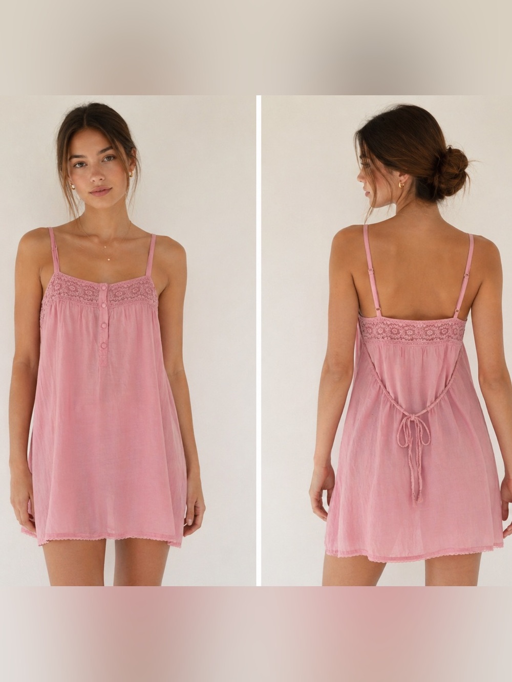 Y2K Aerie Pink Sheer Lace Babydoll Slip Dress Cottagecore Fairy Grunge Mini Sz M
